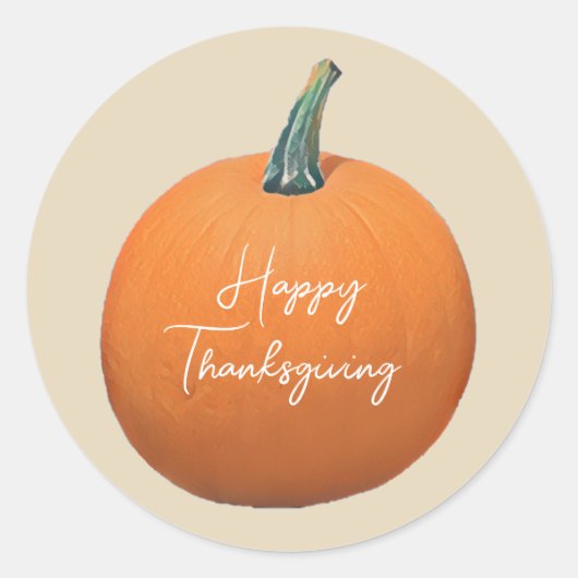 Happy Thanksgiving Pumpkin Ronde Sticker (Voorkant)