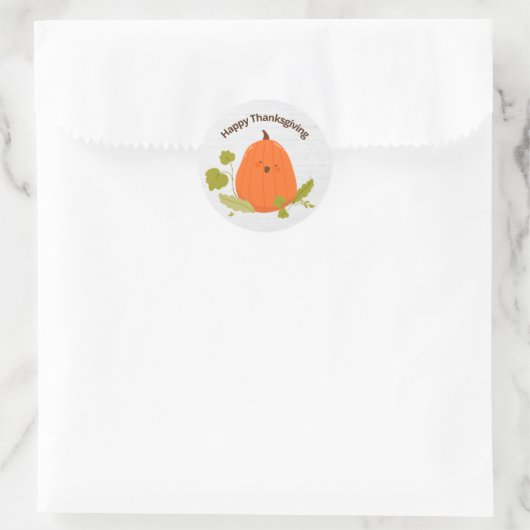 Happy Thanksgiving Pumpkin Ronde Sticker (Tas)