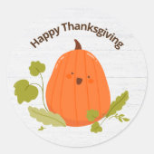 Happy Thanksgiving Pumpkin Ronde Sticker (Voorkant)