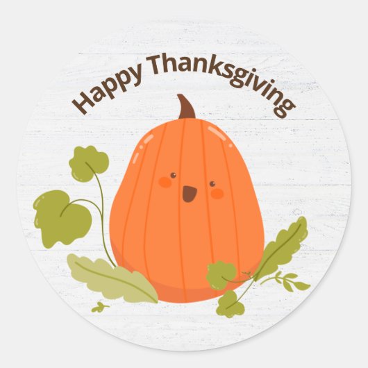 Happy Thanksgiving Pumpkin Ronde Sticker (Voorkant)
