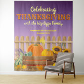 Happy Thanksgiving Pumpkin Sunflower Fall Leaves Wandkleed (In situ)