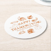 Happy Thanksgiving pumpkin-taart Ronde Kartonnen Onderzetter (Gebogen)