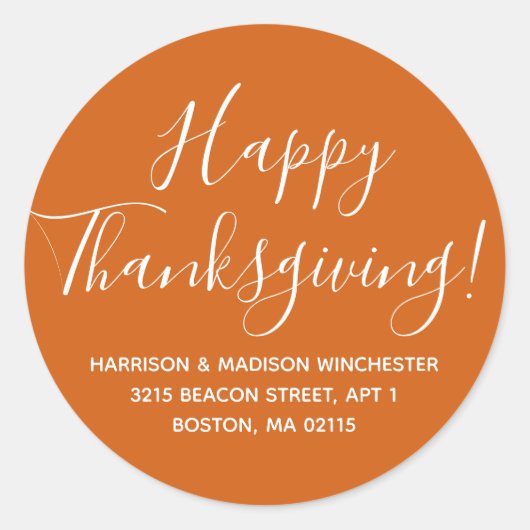 Happy Thanksgiving pumpkin-terugzendadres Ronde Sticker (Voorkant)