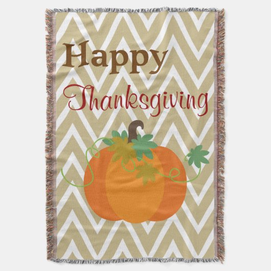 Happy Thanksgiving Pumpkin Throw Blanket Deken (Voorkant Verticaal)