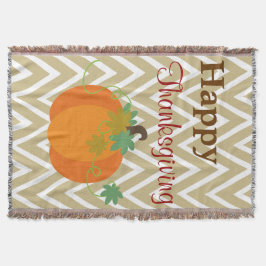 Happy Thanksgiving Pumpkin Throw Blanket Deken
