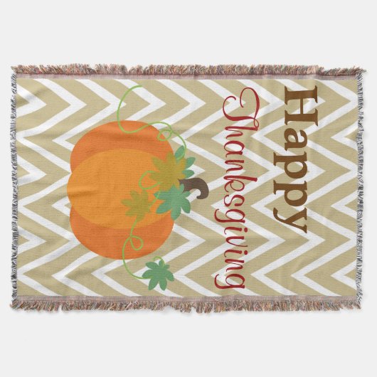 Happy Thanksgiving Pumpkin Throw Blanket Deken (Voorkant)