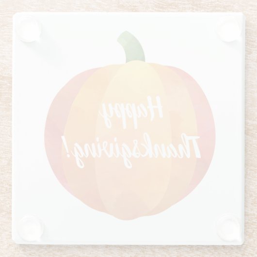 Happy Thanksgiving Pumpkin-Waterverf Glazen Onderzetter (Achterkant)