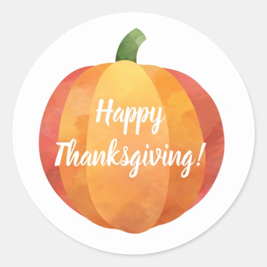 Happy Thanksgiving Pumpkin-Waterverf Ronde Sticker (Voorkant)