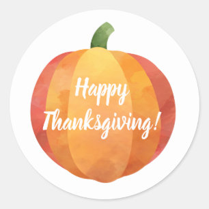 Happy Thanksgiving Pumpkin-Waterverf Ronde Sticker
