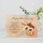 Happy Thanksgiving Pumpkin-zonnebloemen botanisch Feestdagenkaart (Staand voorkant)