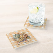 Happy Thanksgiving Pumpkins & Autumn Leaves Glazen Onderzetter (Schuin)