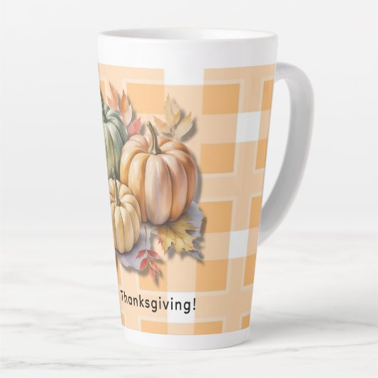 Happy Thanksgiving Pumpkins & Autumn Leaves Latte Mok (Rechterhoek)