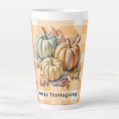 Happy Thanksgiving Pumpkins & Autumn Leaves Latte Mok (Voorkant)