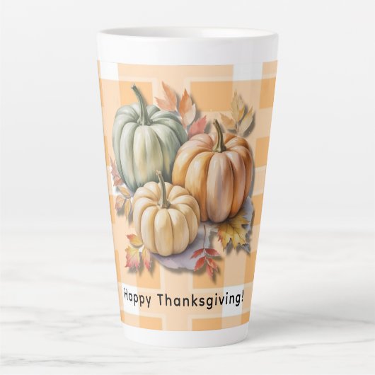 Happy Thanksgiving Pumpkins & Autumn Leaves Latte Mok (Voorkant)
