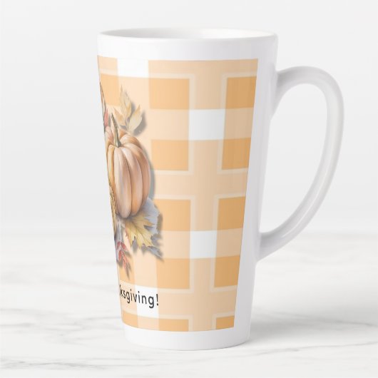 Happy Thanksgiving Pumpkins & Autumn Leaves Latte Mok (Rechts)
