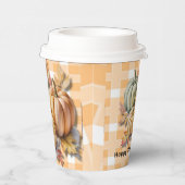 Happy Thanksgiving Pumpkins & Autumn Leaves Papieren Bekers (Rechts)