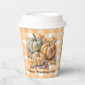 Happy Thanksgiving Pumpkins & Autumn Leaves Papieren Bekers (Voorkant)