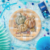 Happy Thanksgiving Pumpkins & Autumn Leaves Papieren Bordje (Feest)