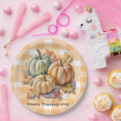 Happy Thanksgiving Pumpkins & Autumn Leaves Papieren Bordje (Feest)