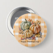 Happy Thanksgiving Pumpkins & Autumn Leaves Ronde Button 7,6 Cm (Voorkant /achterkant)