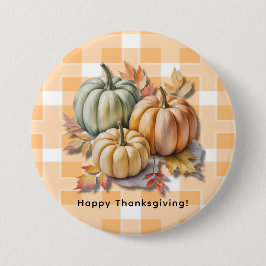 Happy Thanksgiving Pumpkins & Autumn Leaves Ronde Button 7,6 Cm