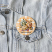 Happy Thanksgiving Pumpkins & Autumn Leaves Ronde Button 7,6 Cm (In situ)