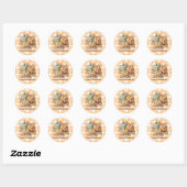 Happy Thanksgiving Pumpkins & Autumn Leaves Ronde Sticker (Vel)