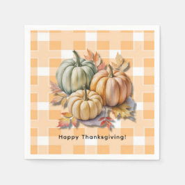 Happy Thanksgiving Pumpkins & Autumn Leaves Servet