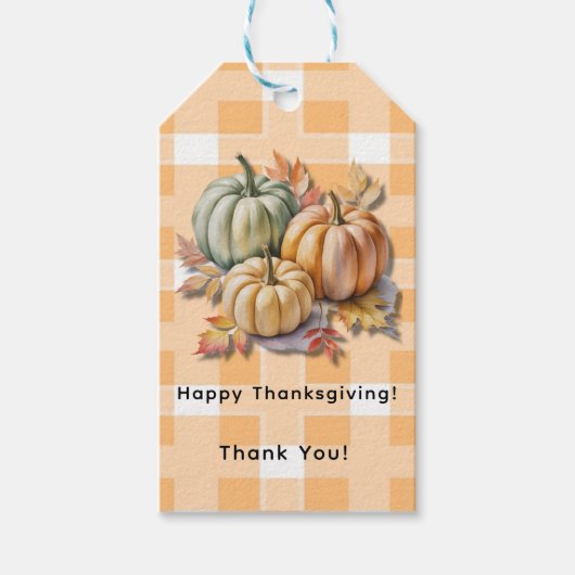 Happy Thanksgiving Pumpkins & Autumn Leaves Thanks Cadeaulabel (Voorkant)