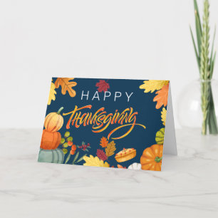 Happy Thanksgiving Pumpkins, Berries en bladeren Bedankkaart