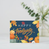 Happy Thanksgiving Pumpkins, Berries en bladeren Feestdagenkaart (Staand voorkant)
