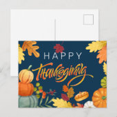 Happy Thanksgiving Pumpkins, Berries en bladeren Feestdagenkaart (Voorkant / Achterkant)