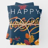 Happy Thanksgiving Pumpkins, Berries en bladeren Inpakpapier Vel (In situ)