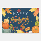 Happy Thanksgiving Pumpkins, Berries en bladeren Inpakpapier Vel (Voorkant)