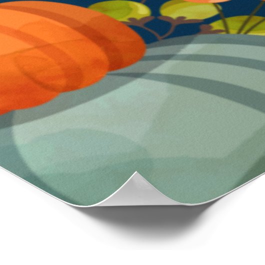 Happy Thanksgiving Pumpkins, Berries en bladeren Poster (Hoek)