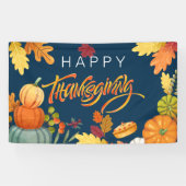 Happy Thanksgiving Pumpkins, Berries en bladeren Spandoek (Horizontaal)