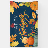 Happy Thanksgiving Pumpkins, Berries en bladeren Spandoek (Verticaal)