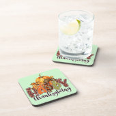 Happy Thanksgiving Pumpkins Bier Onderzetter (Rechterzijde)