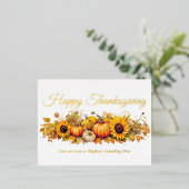 Happy Thanksgiving Pumpkins Custom Company Gold Folie Feestdagen Briefkaart (Staand Voorkant)