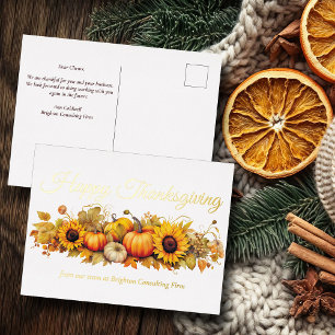 Happy Thanksgiving Pumpkins Custom Company Gold Folie Feestdagen Briefkaart