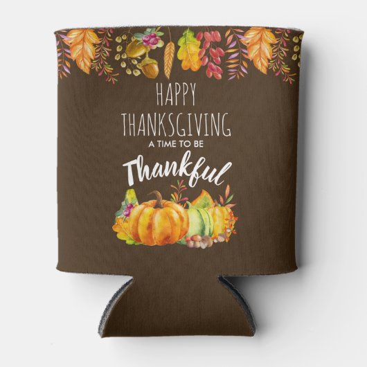 Happy Thanksgiving Pumpkins en Autumn Foliage Blikjeskoeler (Voorkant)