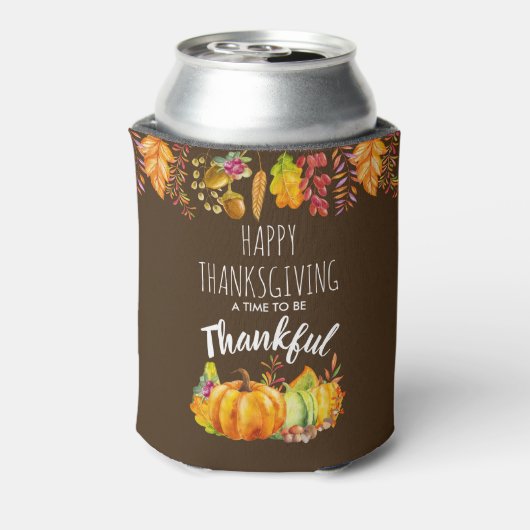 Happy Thanksgiving Pumpkins en Autumn Foliage Blikjeskoeler (Blikje Achterkant)