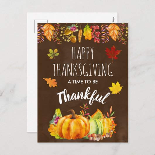 Happy Thanksgiving Pumpkins en Autumn Foliage Feestdagenkaart (Voorkant / Achterkant)