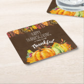 Happy Thanksgiving Pumpkins en Autumn Foliage Kartonnen Onderzetters (Schuin)