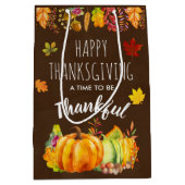 Happy Thanksgiving Pumpkins en Autumn Foliage Medium Cadeauzakje (Voorkant)