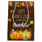 Happy Thanksgiving Pumpkins en Autumn Foliage Medium Cadeauzakje (Achterkant)
