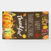 Happy Thanksgiving Pumpkins en Autumn Foliage Spandoek (Horizontaal)
