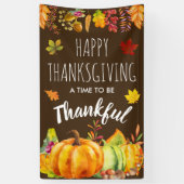 Happy Thanksgiving Pumpkins en Autumn Foliage Spandoek (Verticaal)