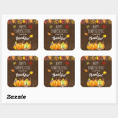 Happy Thanksgiving Pumpkins en Autumn Foliage Vierkante Sticker (Vel)