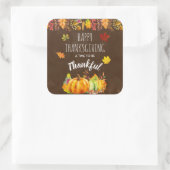 Happy Thanksgiving Pumpkins en Autumn Foliage Vierkante Sticker (Tas)